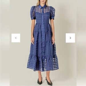 English Factory Blue Midi Dress